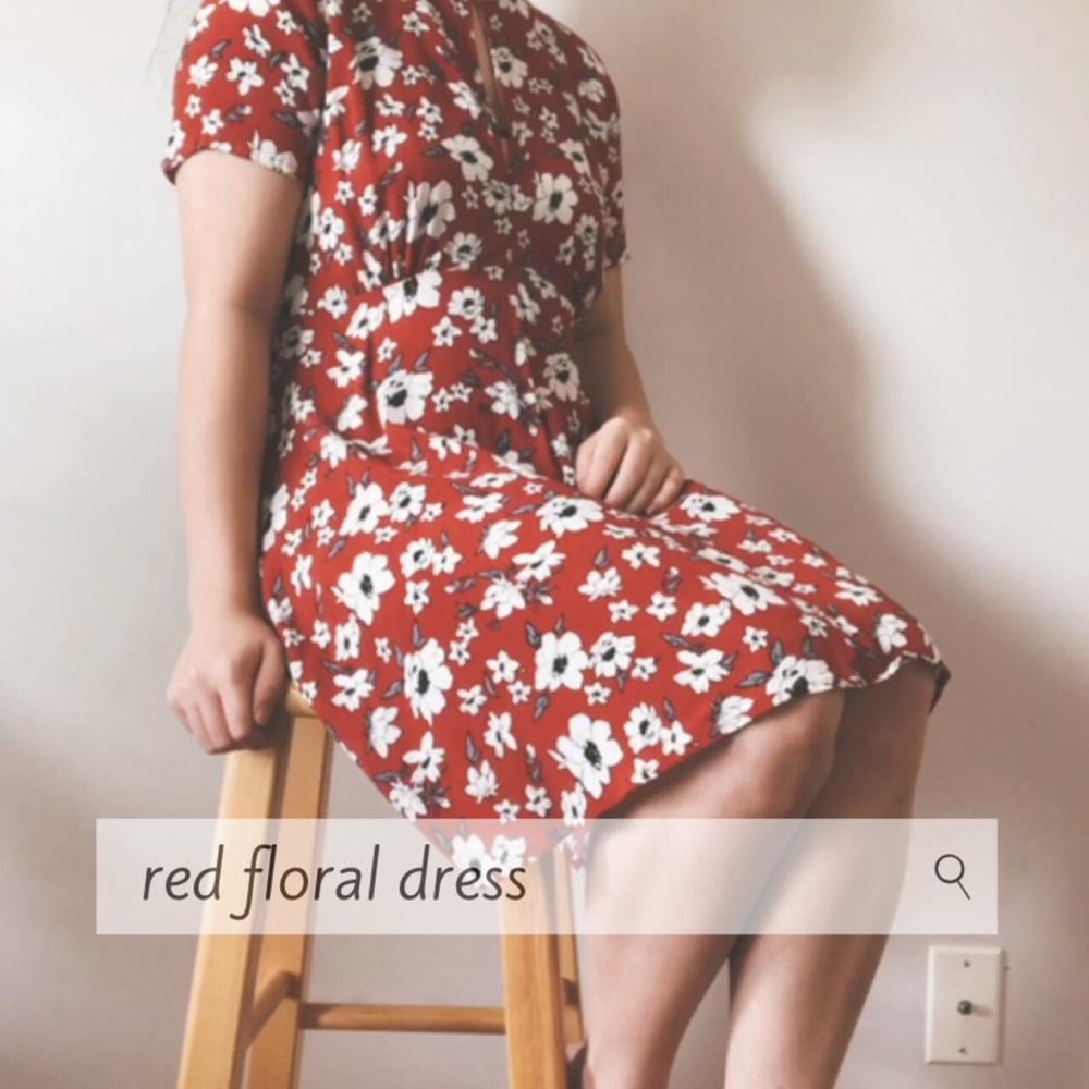 floral red dress